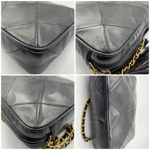 Authentic CHANEL Lambskin Black Vintage Camera Bag with Tassel - Picture 6 of 16